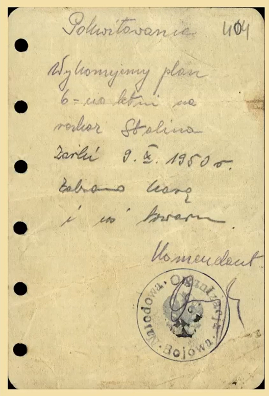 Zdjęcie dokumentu z pokwitowaniem NOB