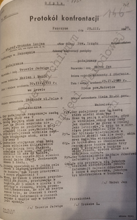 Obraz przedstawia konfrontację miedzy Janem Markiem a Jadwigą Teuerle 